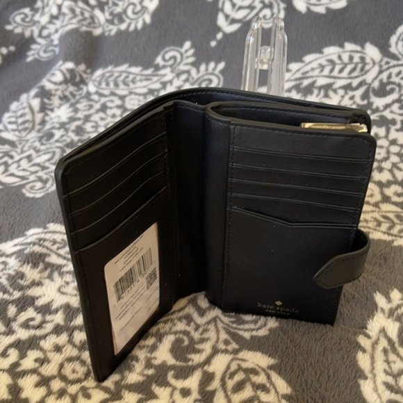 Kate Spade Staci Colorblock Medium Compact Bifold Wallet Warm Beige Multi - Picture 10 of 16